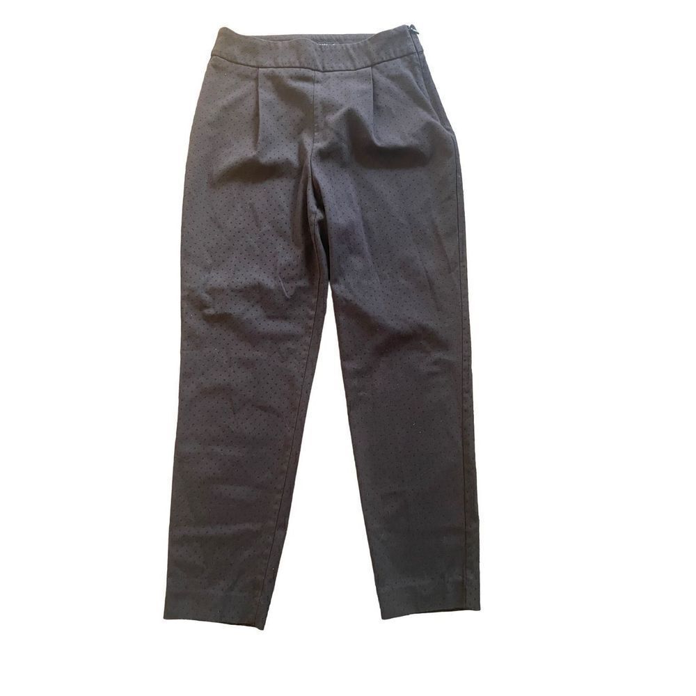 Zara dark brown Swiss dot‎ straight leg trouser pants size XS